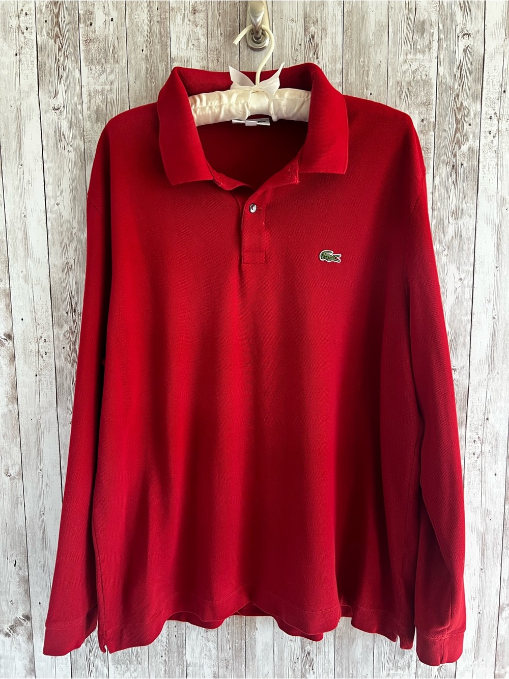 Lacoste Men's Red Long Sleeve Polo with Crocodile Logo Preppy 3XL